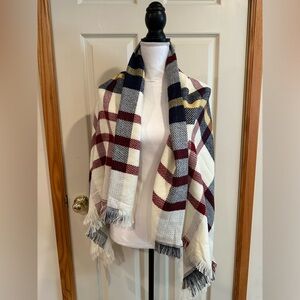 NWT Shiraleah Ivory Plaid Ansley Blanket Scarf